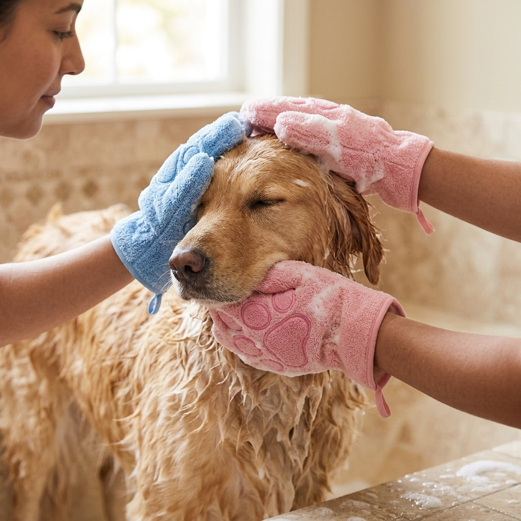 Quick Drying Dog Bath Gloves