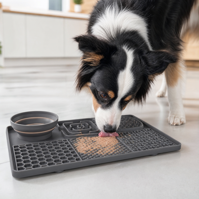 Silicone Dog Licking Slow Feeder Mat lifestyle