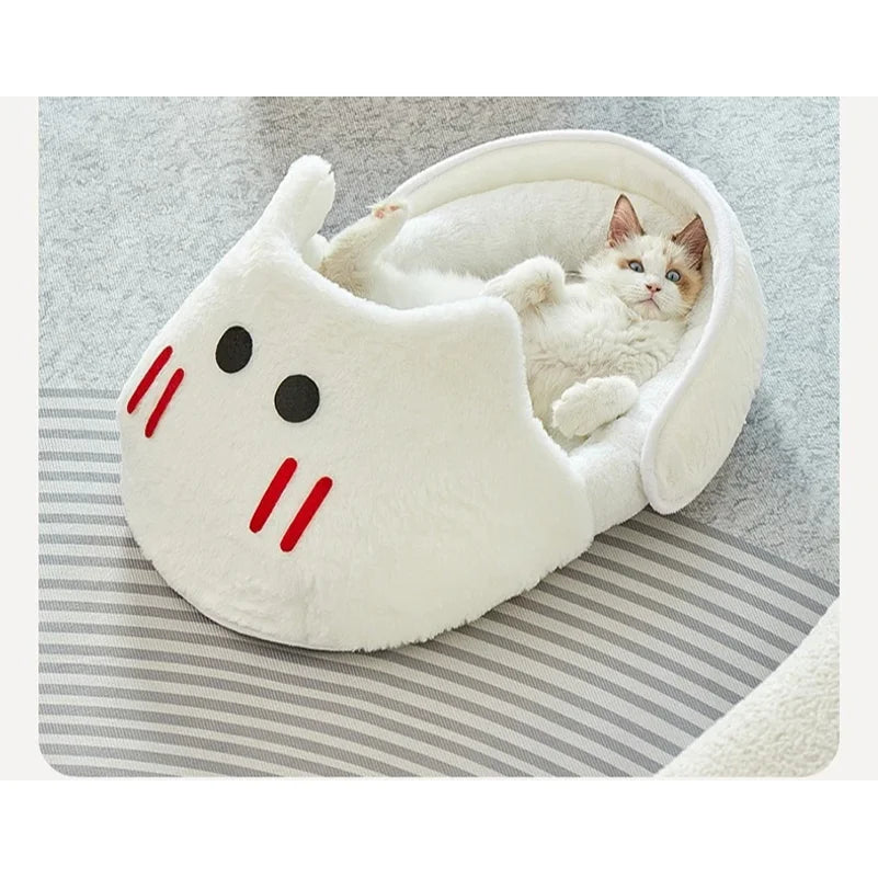 2025 New Semi-enclosed Cat Kennel Winter Warm Slippers Pet Kennel All-season Universal Breathable Non-slip Gray Dog Kennel