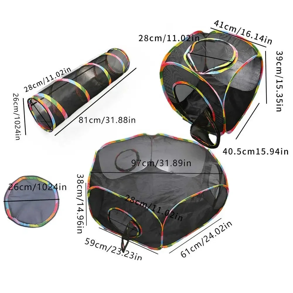 Multi-Shape Cat Tunnels Tents Cubes with Play Ball Collapsible Outside Playpen Tunnel for Kitty Dog Outdoor Indoor Play House