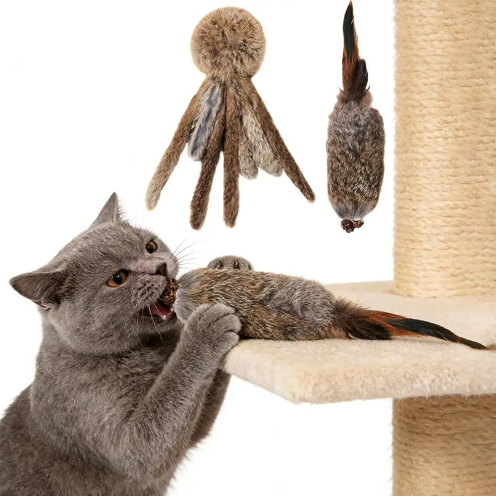 Faux Rabbit Fur Interactive Pet Toys for Cats & Dogs Kitten Hunting Toy Soft Plush Fluffy Cat Kicker Toy