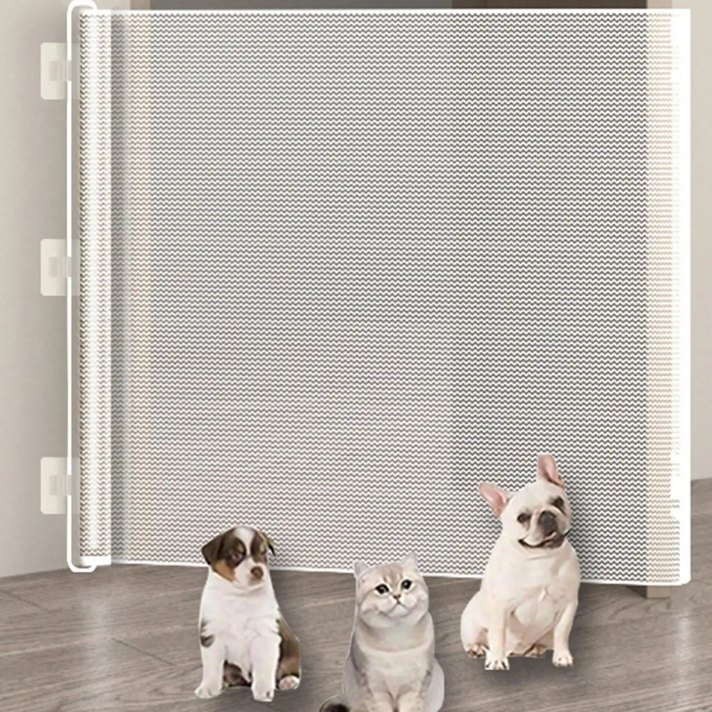 Retractable Pet Gate No Drill Mesh Safety Barrier for Dogs Cats Indoor Fence Portable Pet Barrier for Doorways Hallways Stairs