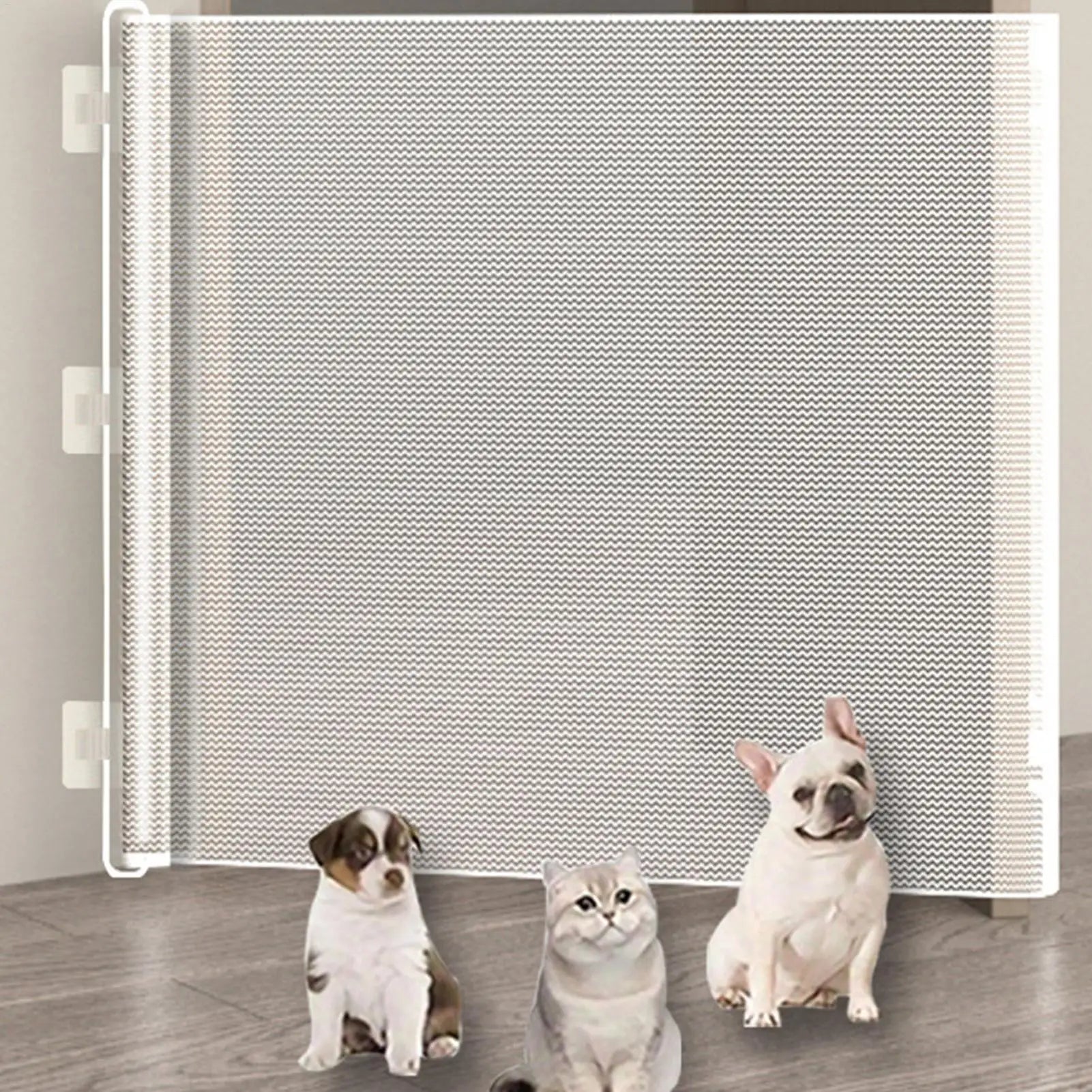 Retractable Pet Gate No Drill Mesh Safety Barrier for Dogs Cats Indoor Fence Portable Pet Barrier for Doorways Hallways Stairs