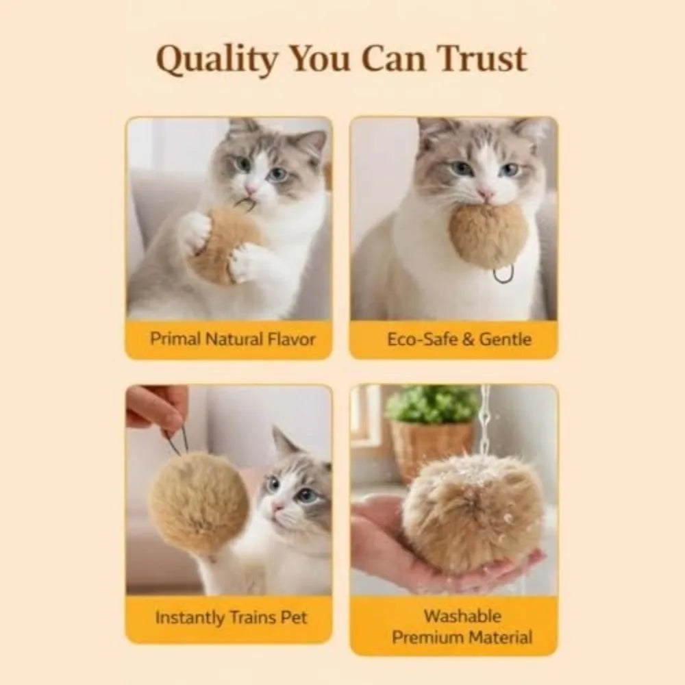 New Rabbit Fur Cat Toy Ball Scratch Resistant Durable Fluffy Cat Toy Soft Cat Teaser Wand for Indoor Cats Kicks Chase Games