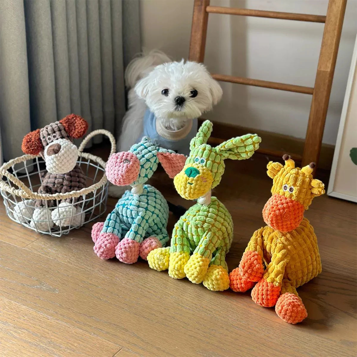 Cute Donkey Plush Toy for Dogs - Squeaky Chewable Interactive Pet Toy with Funny Sound, Soft Plush Puppy Teething Toy