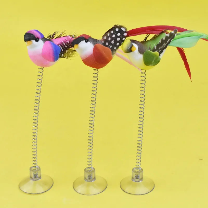 Random Color Cat Feather Spring Ball Toy with Suction Cup Interactive Cat Teaser Wand Cat Toy Cat Scratcher Toy Cat Supplies
