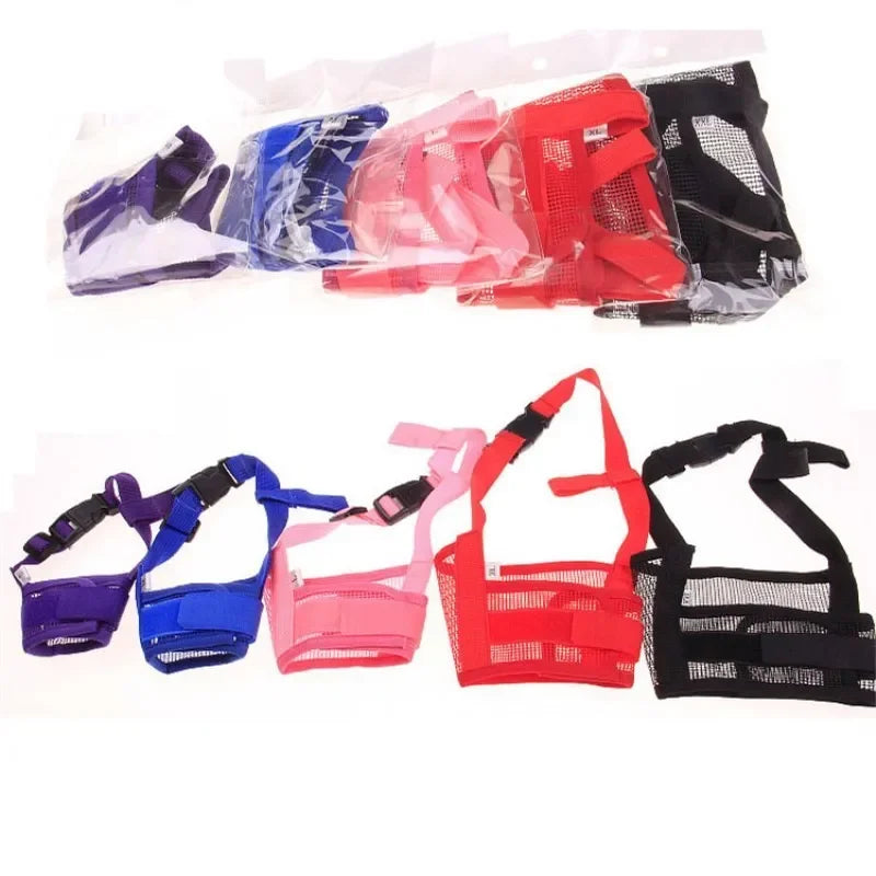 1PCS Pet Dog Adjustable Mask Bark Bite Mesh Mouth Muzzle Grooming Anti Stop Chewing Pets Accessories