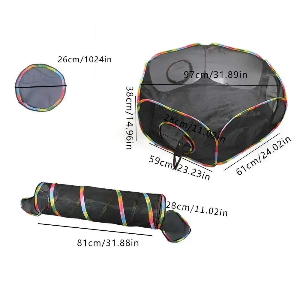 Multi-Shape Cat Tunnels Tents Cubes with Play Ball Collapsible Outside Playpen Tunnel for Kitty Dog Outdoor Indoor Play House