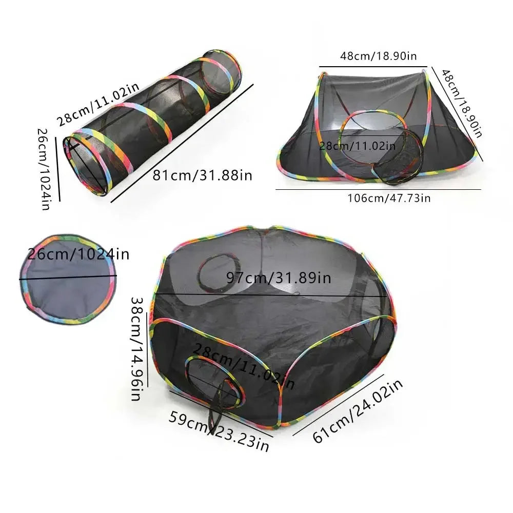Multi-Shape Cat Tunnels Tents Cubes with Play Ball Collapsible Outside Playpen Tunnel for Kitty Dog Outdoor Indoor Play House