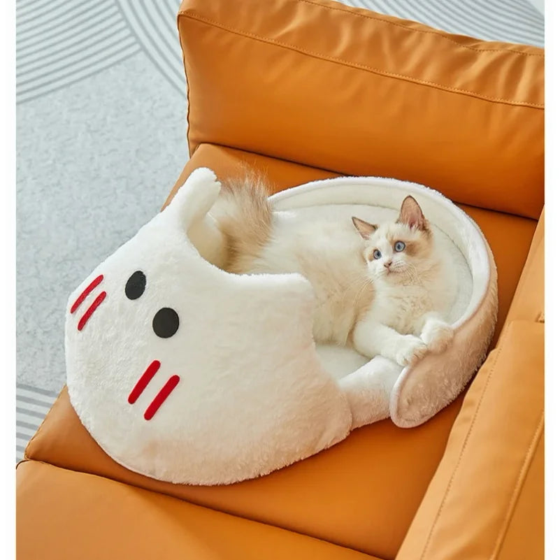 2025 New Semi-enclosed Cat Kennel Winter Warm Slippers Pet Kennel All-season Universal Breathable Non-slip Gray Dog Kennel