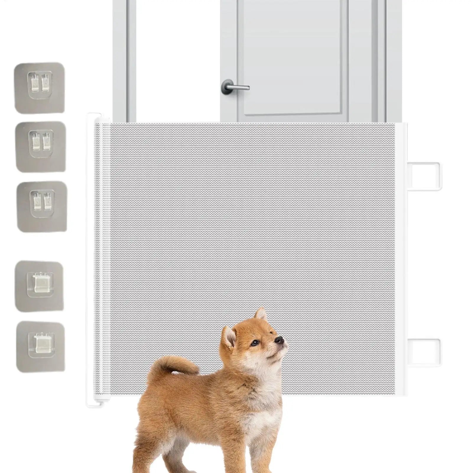 Retractable Pet Gate No Drill Mesh Safety Barrier for Dogs Cats Indoor Fence Portable Pet Barrier for Doorways Hallways Stairs