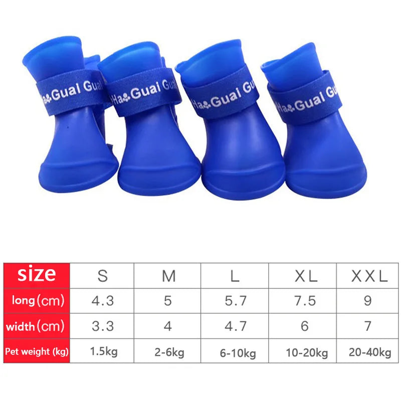 4Pcs Pet WaterProof Rainshoe Anti-slip Rubber Boot For Small Medium Large Dogs Cats Outdoor Shoe Dog Ankle Boots Pet Accessories