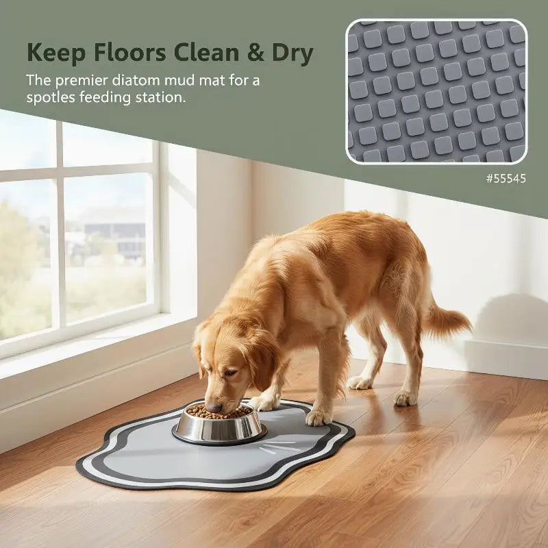 Diatomaceous Mud Food Bowl Placemat 1pc Super Absorbent Non Slip Waterproof Mat for Pets Eating and Drinking Station