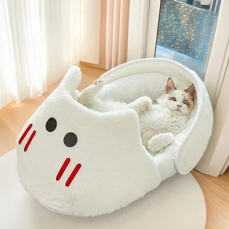 2025 New Semi-enclosed Cat Kennel Winter Warm Slippers Pet Kennel All-season Universal Breathable Non-slip Gray Dog Kennel