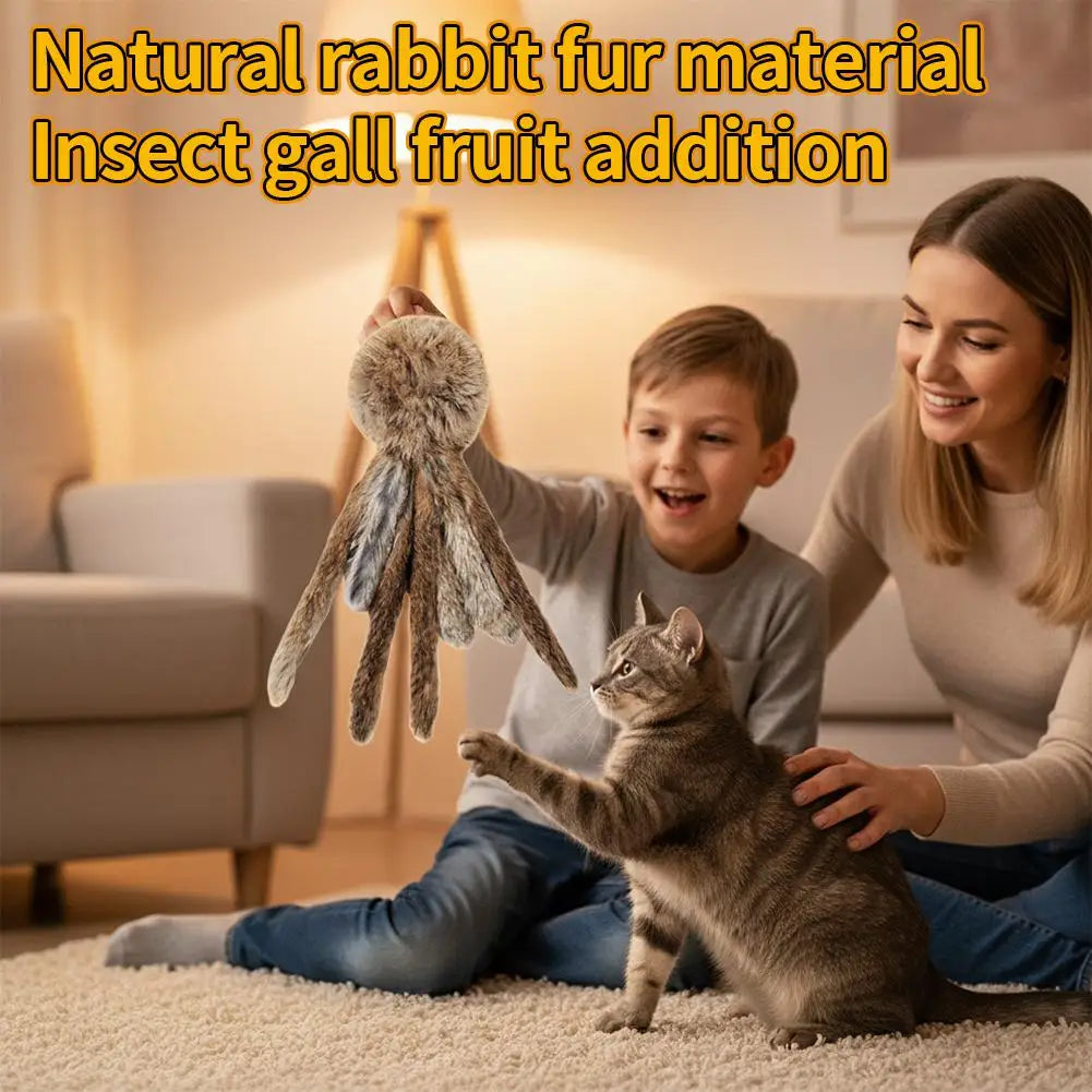 Faux Rabbit Fur Interactive Pet Toys for Cats & Dogs Kitten Hunting Toy Soft Plush Fluffy Cat Kicker Toy