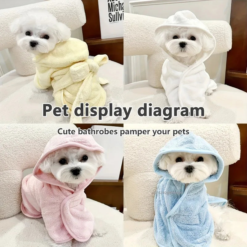 Pet Bathrobe for Small and Medium-sized Dogs Dog Absorbent Towel Teddy Schnauzer Soft Fully Wrapped Bath Towel Clothes Bathrobe
