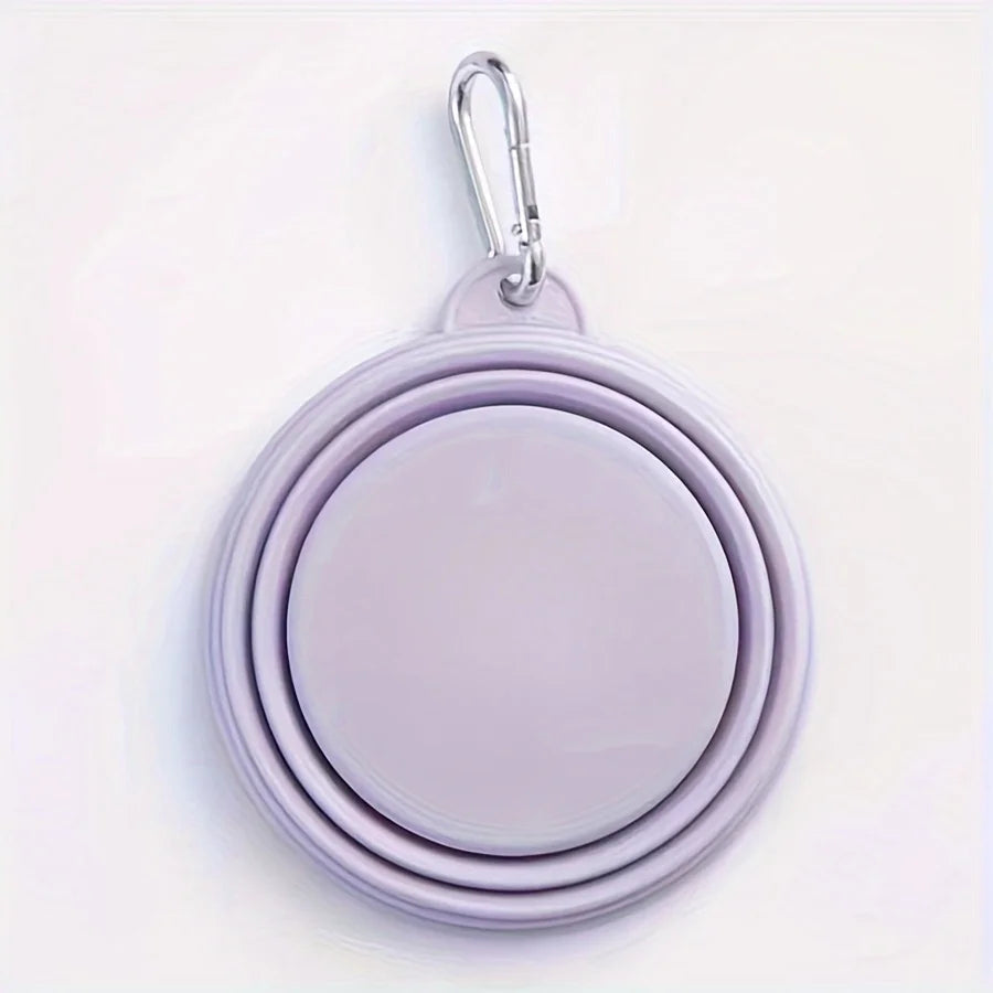 Hanging Dog Pet Folding Silicone Bowl Outdoor Travel Portable Food Water Container Feeding Tray Bowl Macaron Color Pet Supplies