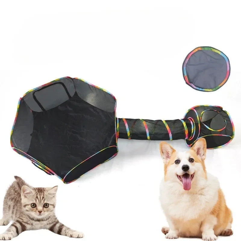 Multi-Shape Cat Tunnels Tents Cubes with Play Ball Collapsible Outside Playpen Tunnel for Kitty Dog Outdoor Indoor Play House