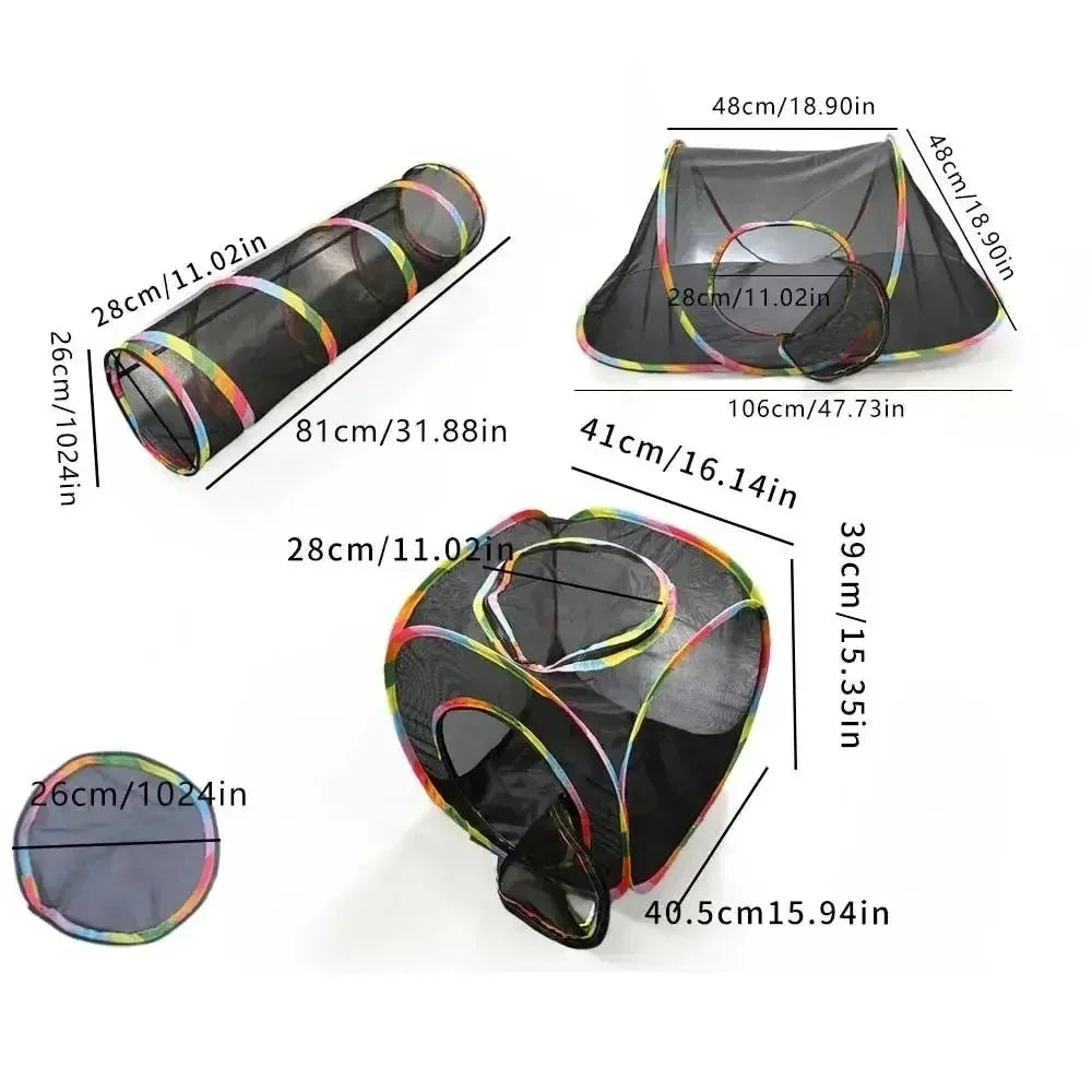 Multi-Shape Cat Tunnels Tents Cubes with Play Ball Collapsible Outside Playpen Tunnel for Kitty Dog Outdoor Indoor Play House