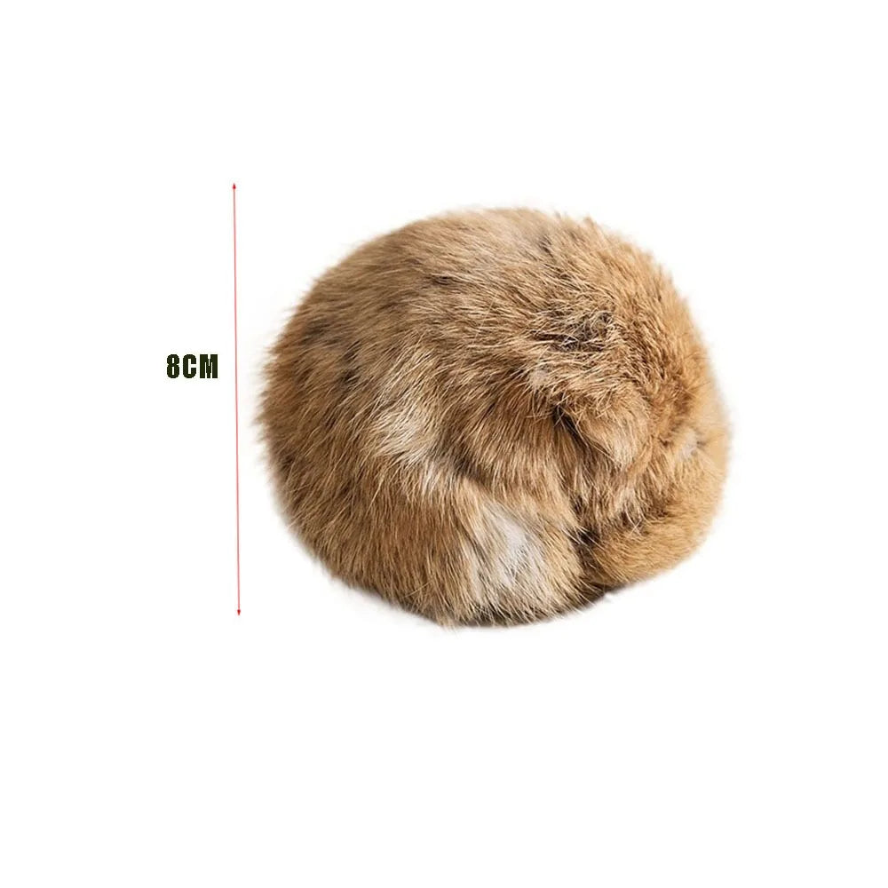 New Rabbit Fur Cat Toy Ball Scratch Resistant Durable Fluffy Cat Toy Soft Cat Teaser Wand for Indoor Cats Kicks Chase Games
