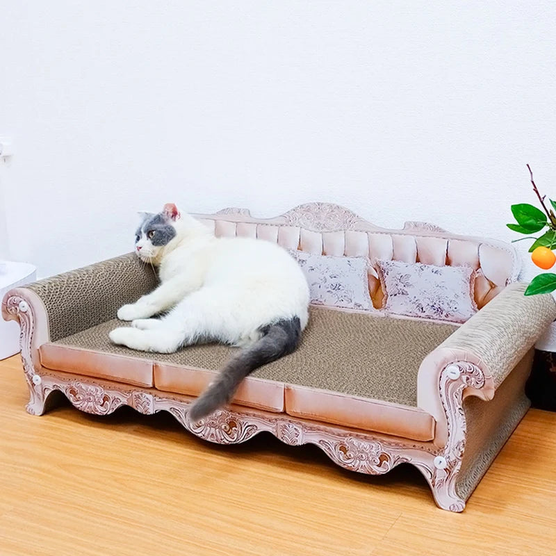 Pet Furniture Cat Scratcher Sofa Cat Bed with Scratching Corrugated Scratch Board Large Kitten Couch