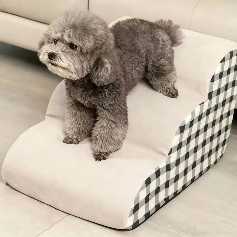 High Density Foam Pet Bedside Stair Steps, 2/3 Step Pet Ladder For Bed, Detachable And Washable