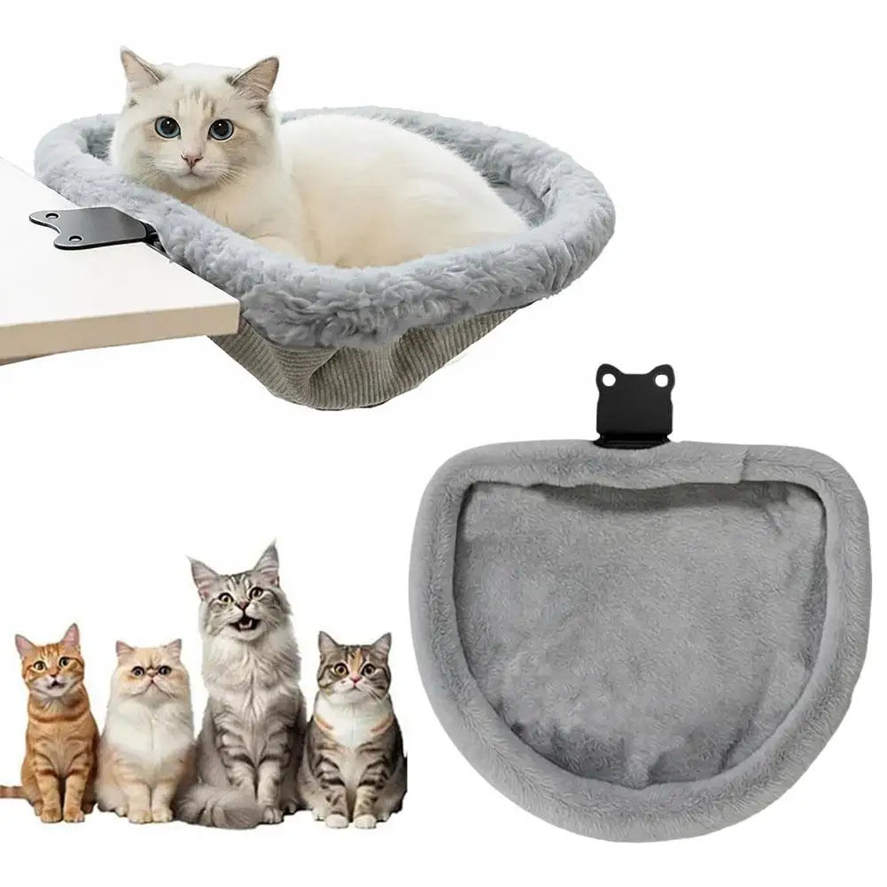 Cat Desk Bed Foldable Sunken Design Cat Desk Bed One-Click Folding Space-Saving Hammock Perch For Home Office Indoor Cats