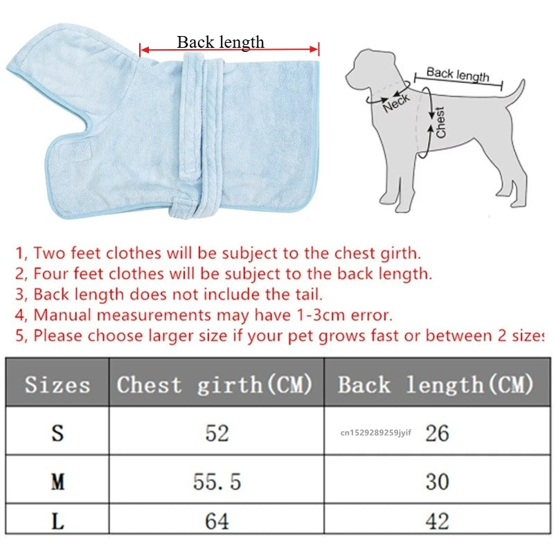 Pet Bathrobe for Small and Medium-sized Dogs Dog Absorbent Towel Teddy Schnauzer Soft Fully Wrapped Bath Towel Clothes Bathrobe