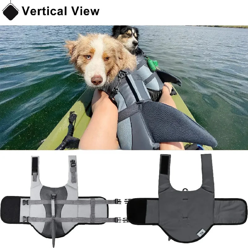 Shark Dog Life Jacket Enhanced Buoyancy Small Dogs Swimming Clothes Safety Vest with Handle for Medium Large Dogs Surfing