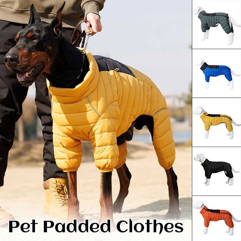 Dog Thicken Cotton-padded Coat Pet Warm Down Jacket Windproof 4 Legs Pet Outfit Winter Greyhound Husky Corgi Chihuahua Clothes
