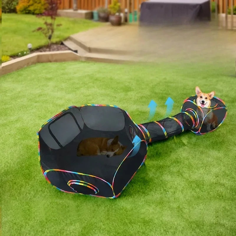 Multi-Shape Cat Tunnels Tents Cubes with Play Ball Collapsible Outside Playpen Tunnel for Kitty Dog Outdoor Indoor Play House