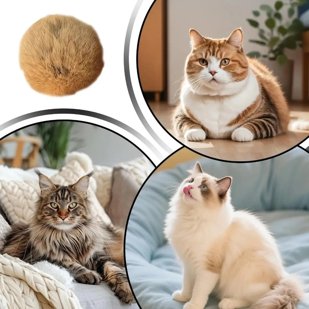 New Rabbit Fur Cat Toy Ball Scratch Resistant Durable Fluffy Cat Toy Soft Cat Teaser Wand for Indoor Cats Kicks Chase Games