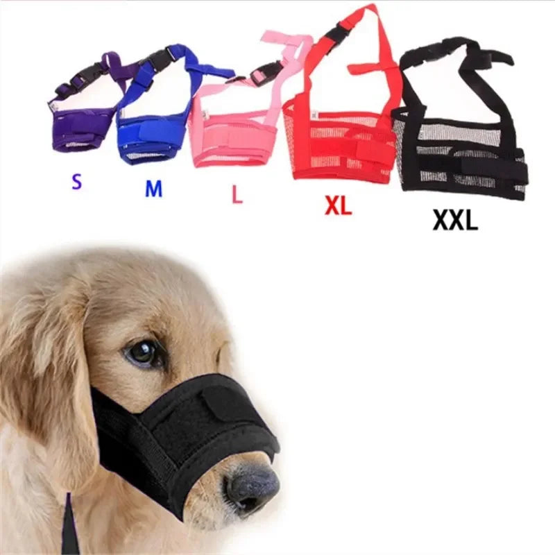 1PCS Pet Dog Adjustable Mask Bark Bite Mesh Mouth Muzzle Grooming Anti Stop Chewing Pets Accessories