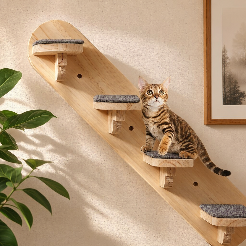 Wall Mounted Cat Floating Stairs lifestyle