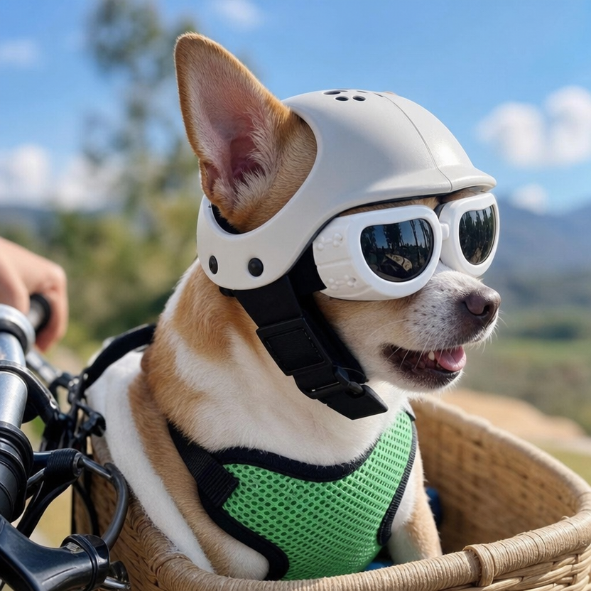 Pet Helmet with UV Sunglasses lifestyle