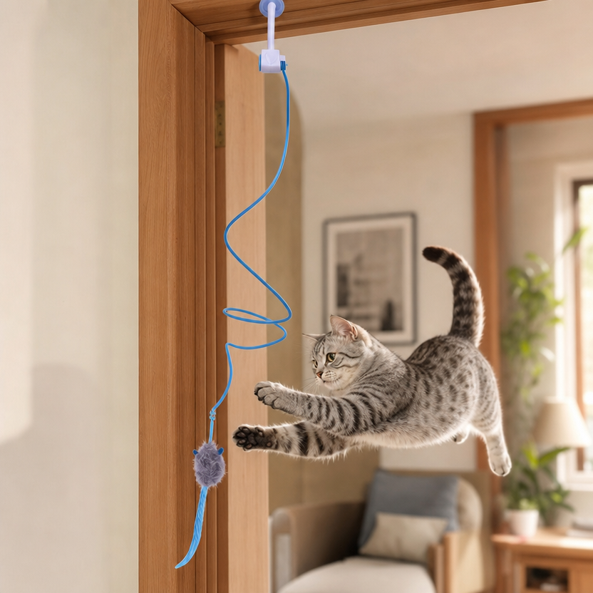 Door Hanging Auto-Rebound Cat Toy lifestyle