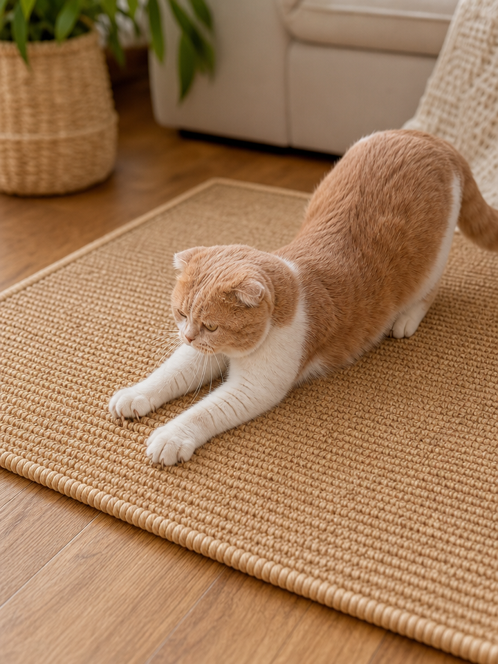 Natural Sisal Cat Scratcher Mat lifestyle