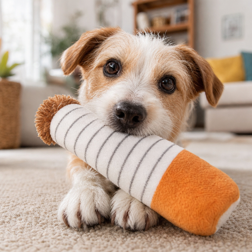 Stuffed Raw Dog Bite Toy Cigar lifestyle