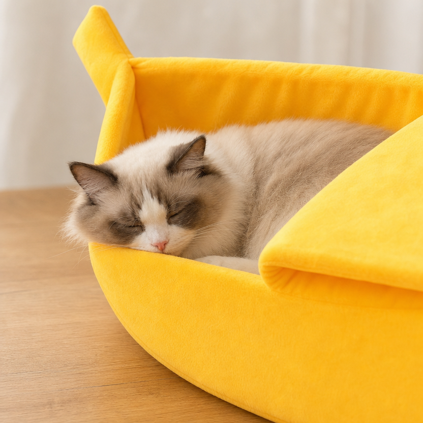 Semi Enclosed Plush Cat Nest