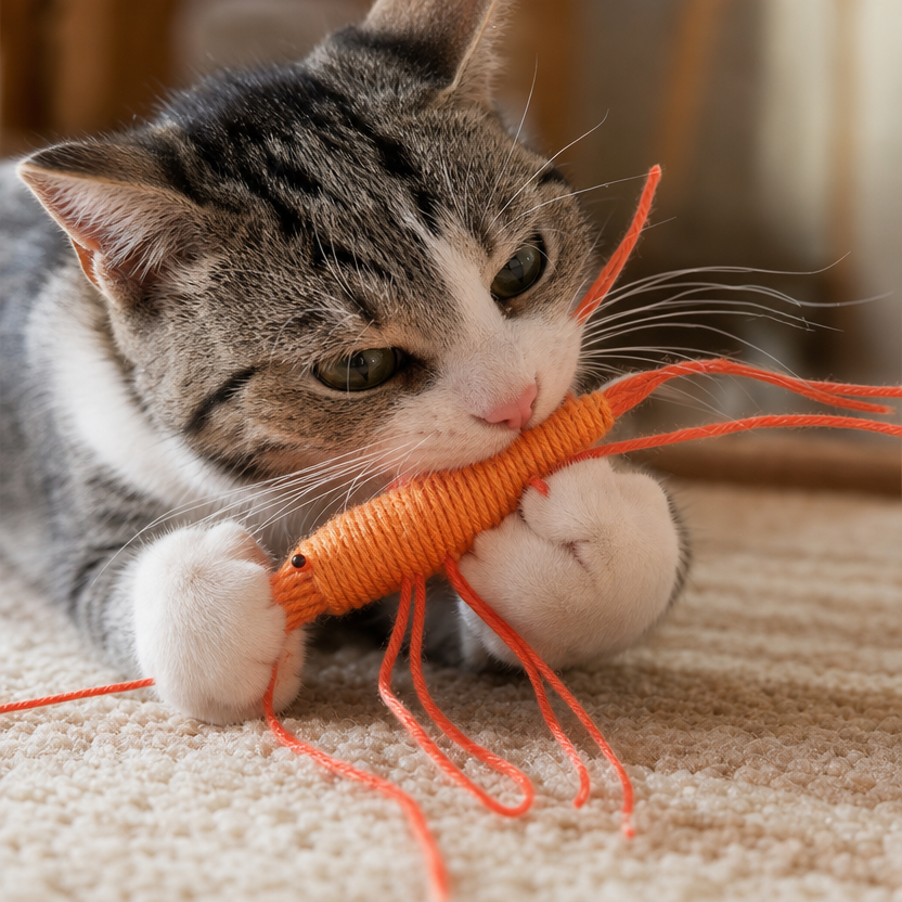 Woolen Prawn Catnip Toy