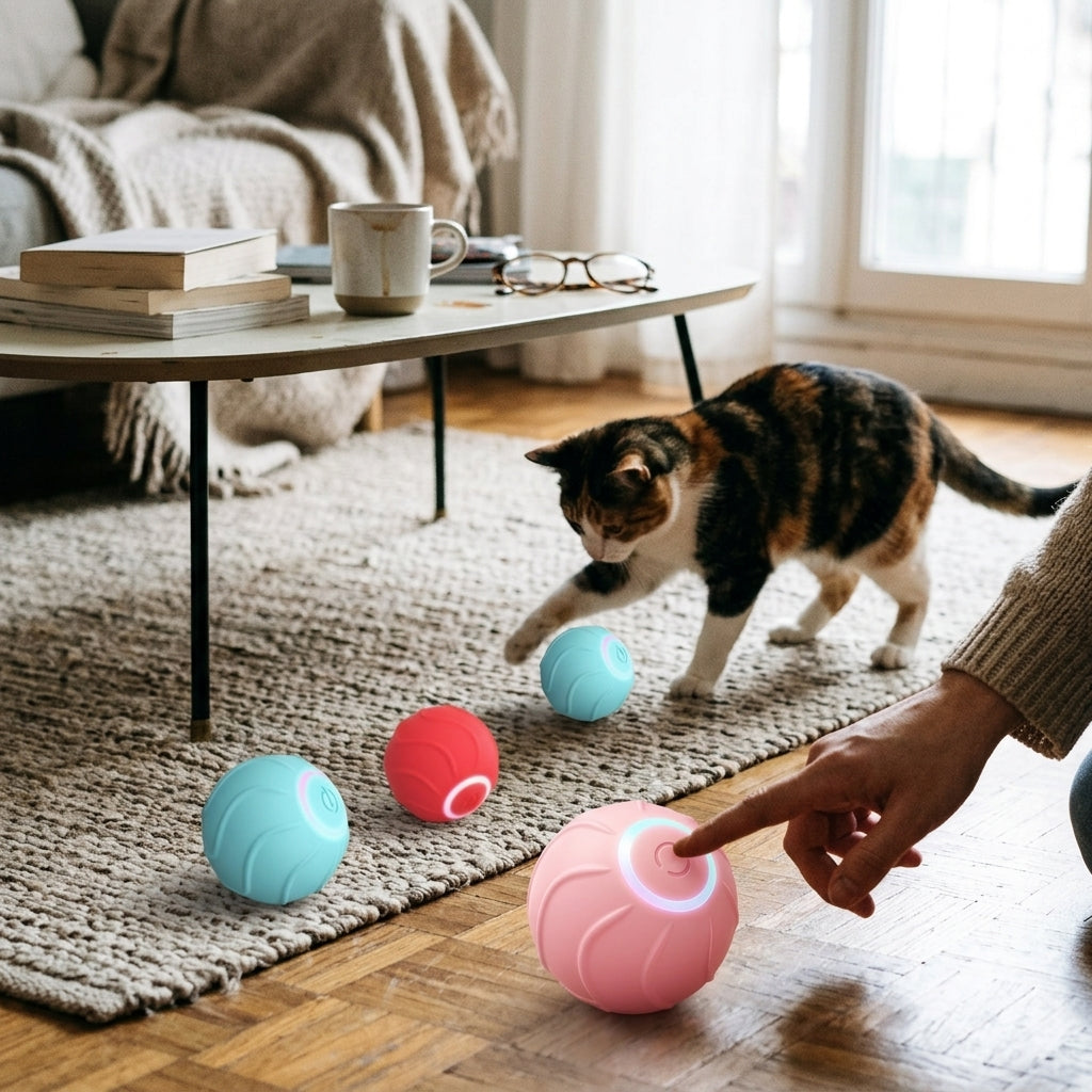 Smart Rolling Ball Cat Toy lifestyle