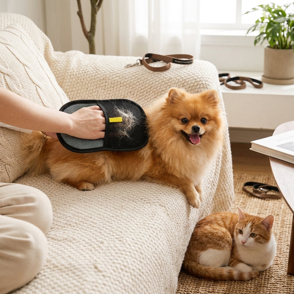 Pet Deshedding Hair Remover Glove lifestyle